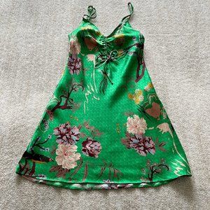 Zara Slip Mini Dress XS Green Floral